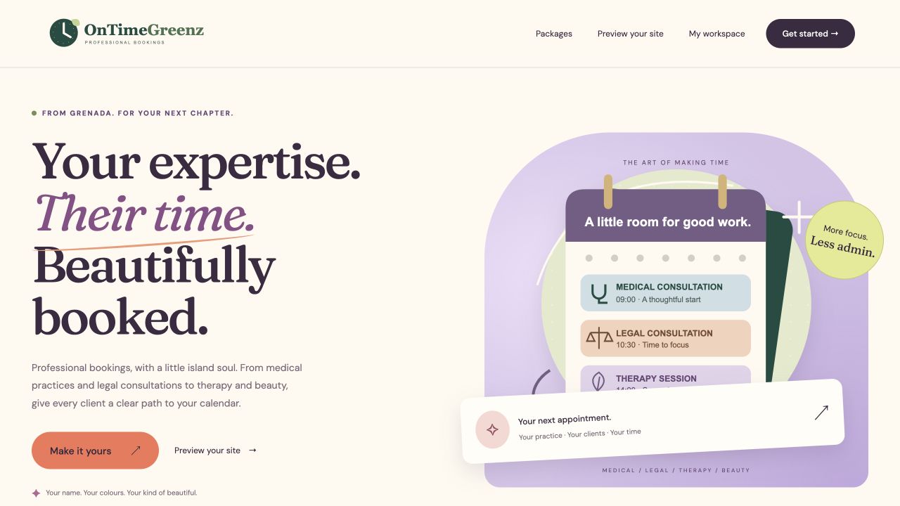 OnTime Greenz landing page preview